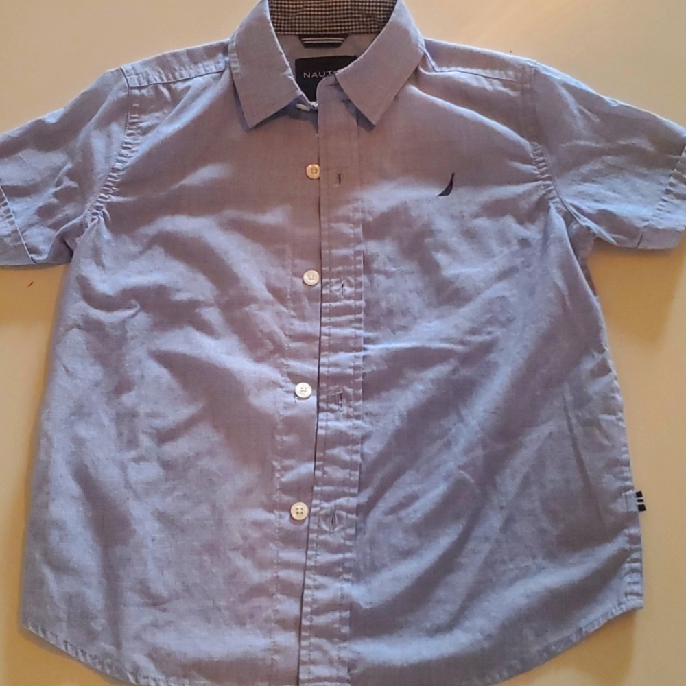 Boys Nautica  short sleeve blue button up. Size 7